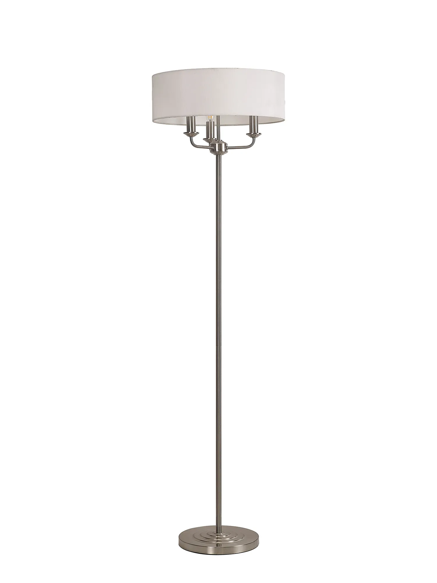 Banyan 45cm 3 Light Floor Lamp Satin Nickel, White DK0921  Deco Banyan SN WH